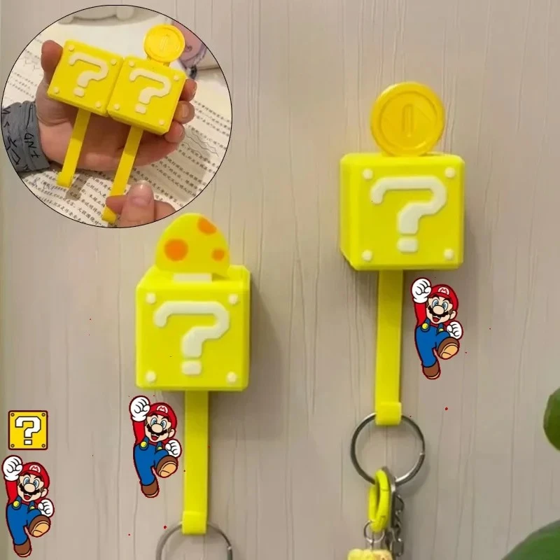 

Super Marys Key Holder Anime Figures Cute Wall Hooks Cartoon Question Mark Brick Party Supplies Funny Birthday Gifts Kids Toys
