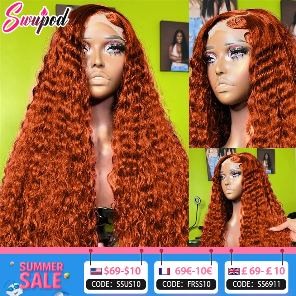 

30 32 Inches Ginger Orange Deep Wave 13x6 13x4 Hd Lace Frontal Wig Human Hair Curly 350 Colored 13x4 Lace Front Wigs For Women