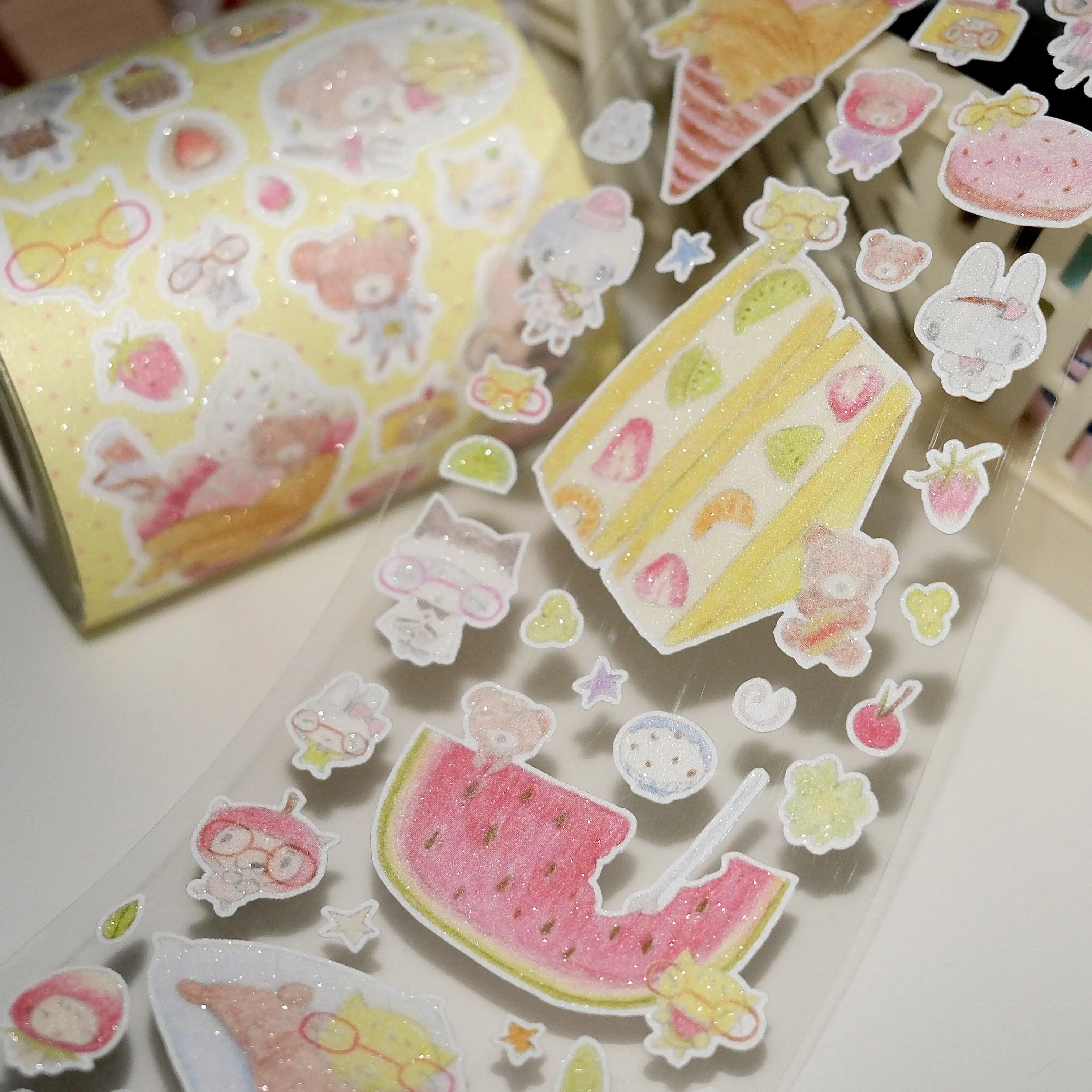 Cute Colored Pencil Food-themed Doodle Style Die-Cut Sticker Tape for Scrapbooking Journal DIY Phone Case Collage Material