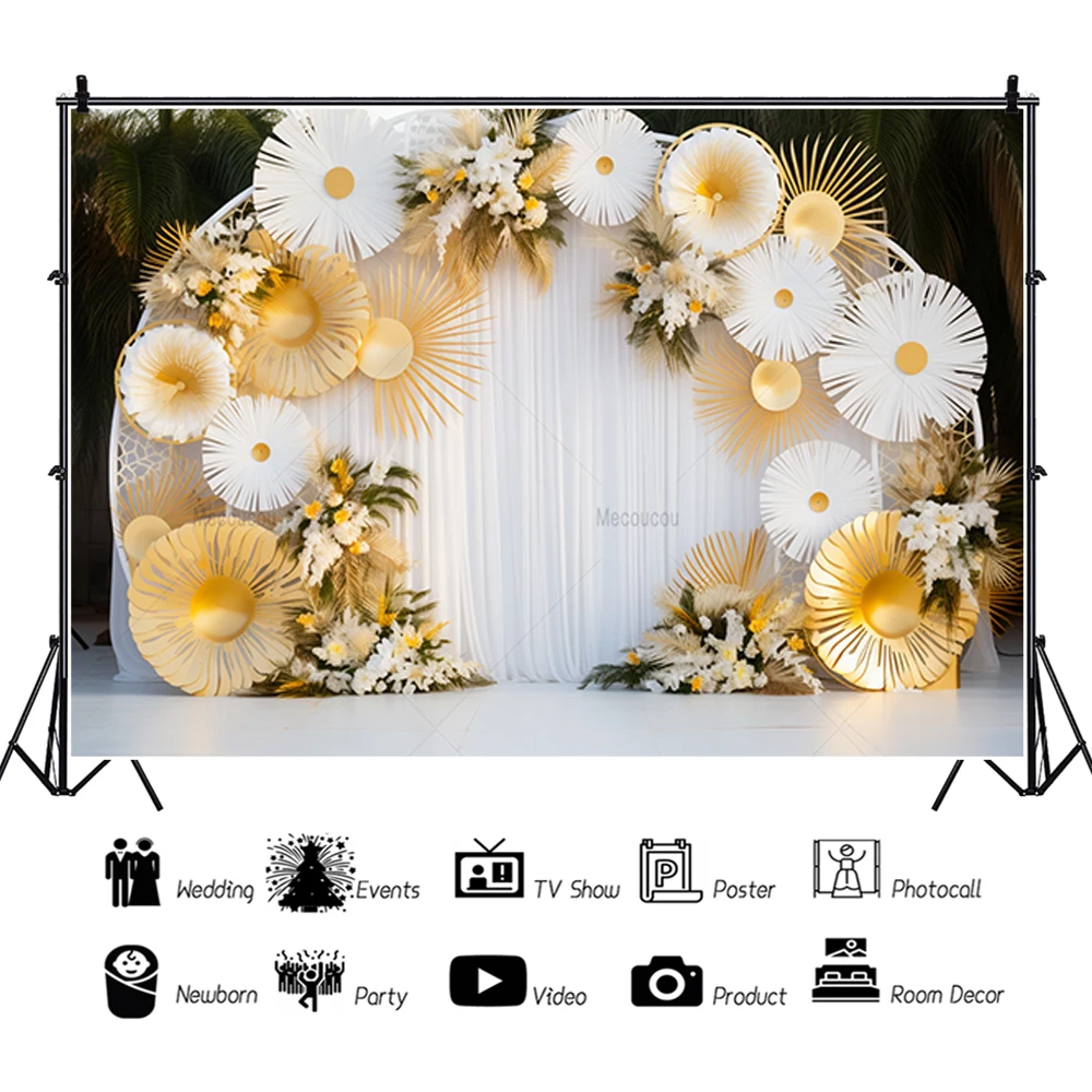 Floral Flower Backdrop for Photography Baby Shower Bridal Wedding Birthday Party Decor Photo Background Mariage Ceremony Props