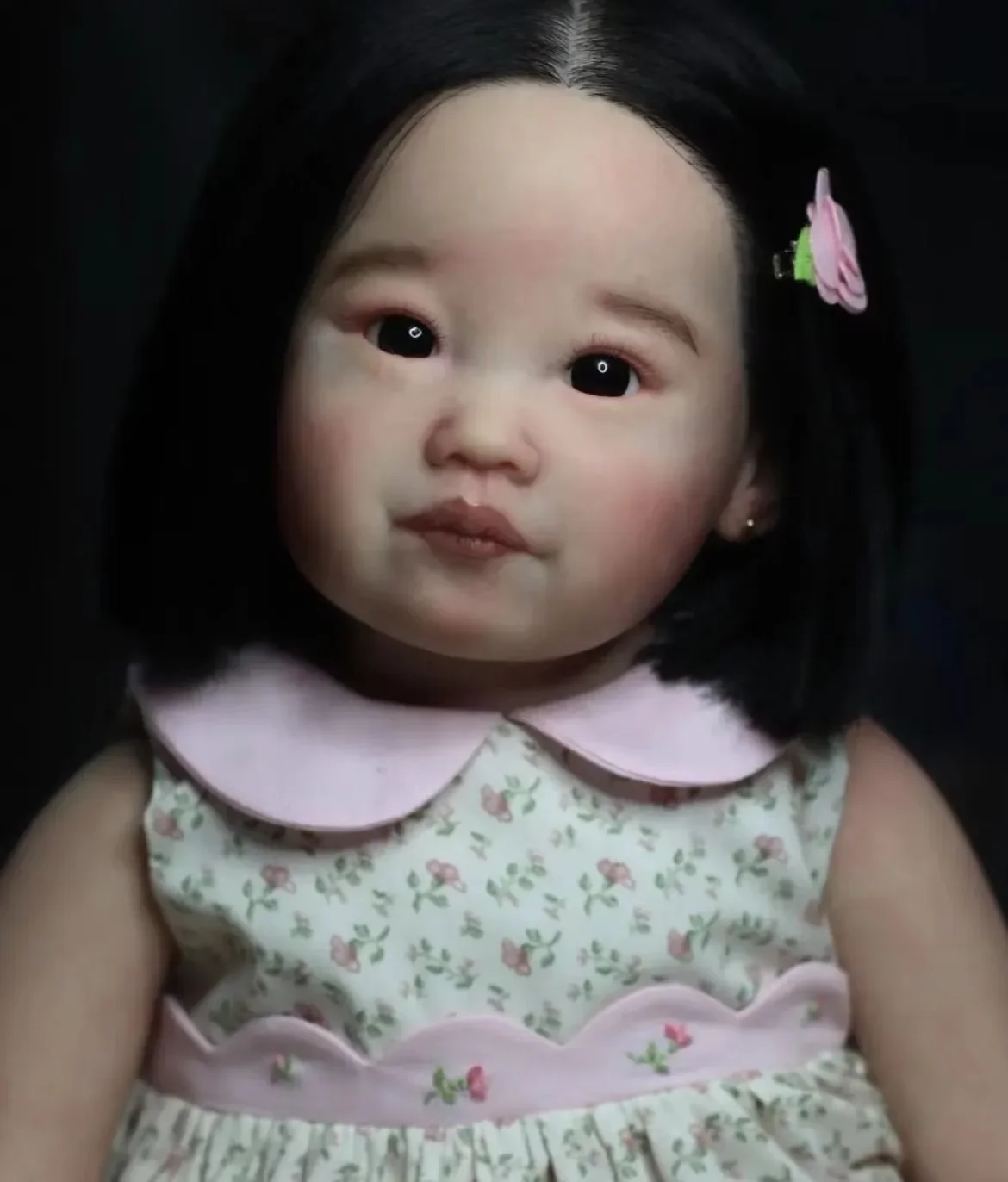 Artist Work 32‘’Reborn Baby Leonie Huge Girl With Hand-Rooted Black Hair Already Finished Doll Customized Limited