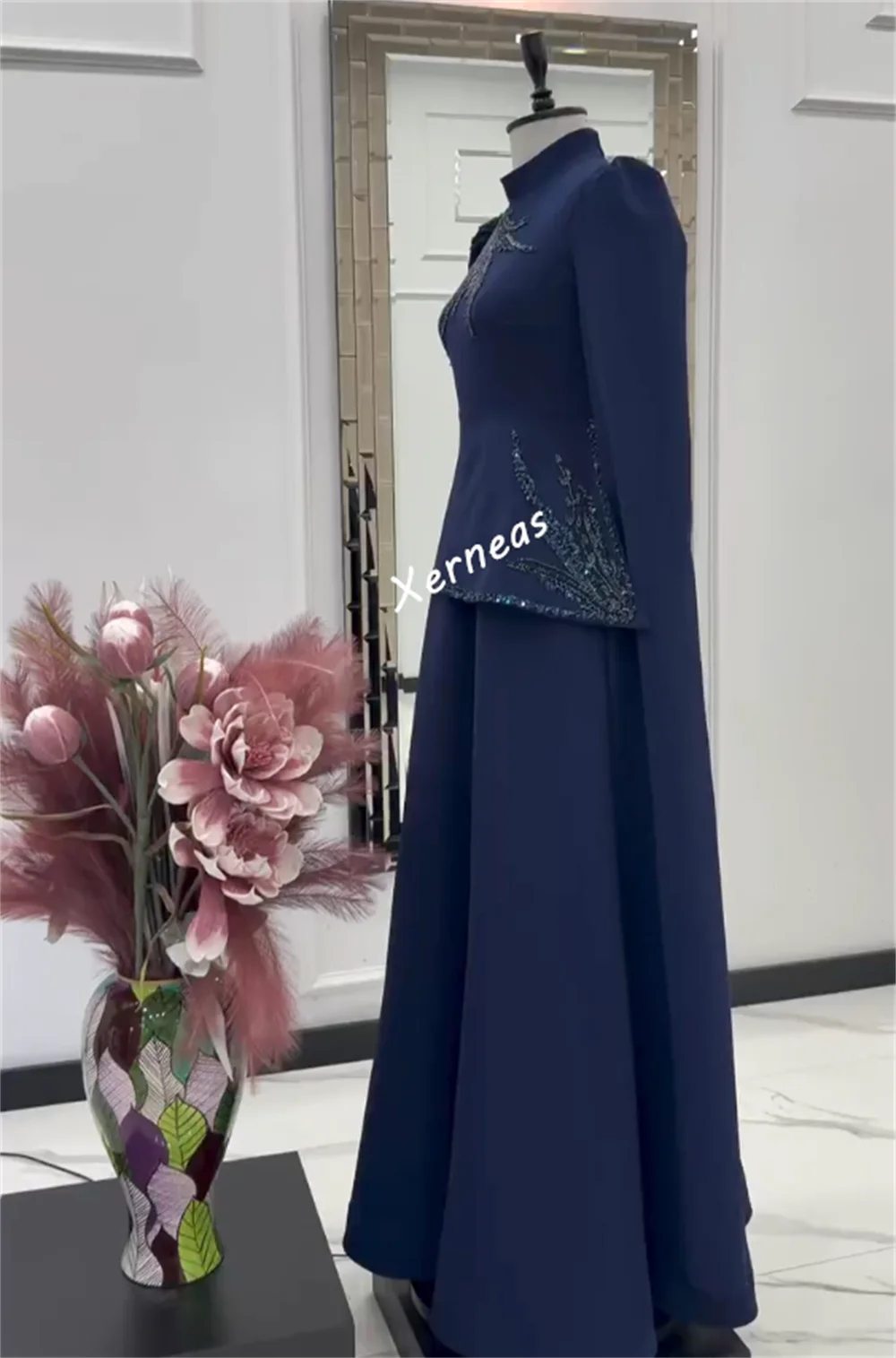 Customized Classic Luxury Evening Dress Bespoke Occasion High Collar A-line Long Dresses Glitter Formal Elegant Party Wedding