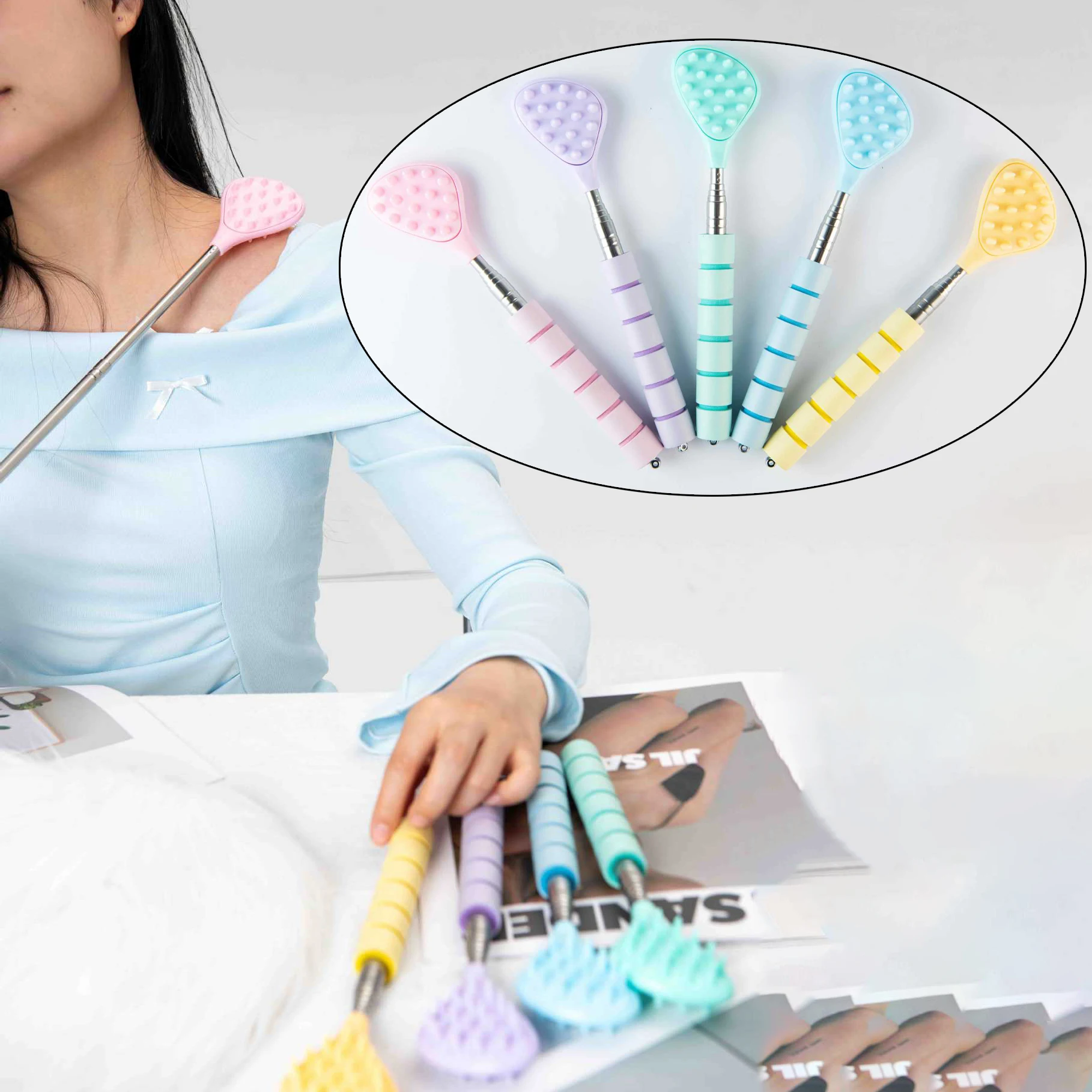 

Портативный скребок для щупа, зуда, скретч, телескопический масштабируемый инструмент для царапин на спине, портативная массажная палочка для точек