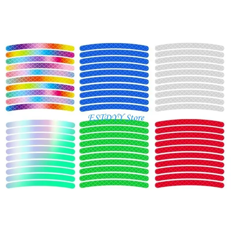 

G6DE 10lots Reflective Wheel Sticker Car Rear Warning Tape Nighttimes Safety Sticker
