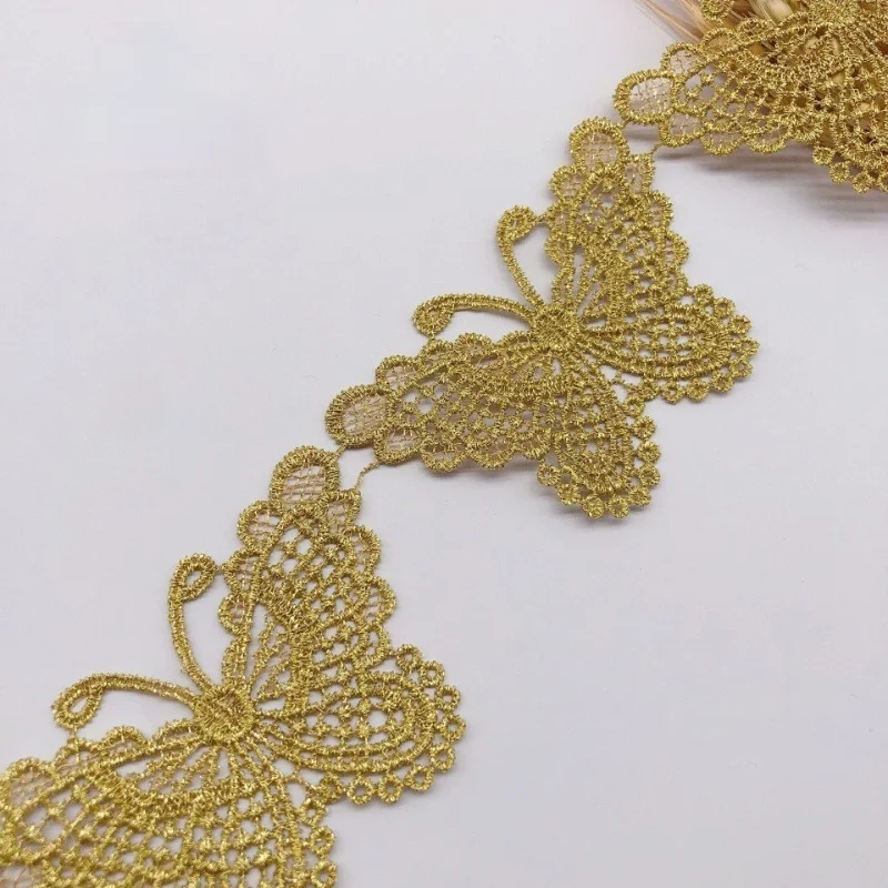 1 Yard Butterfly Cotton Embroidered Lace Bilateral Applique Trim Ribbon Sewing Decor Craft DIY Accessories