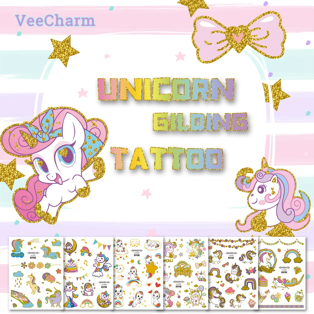 

VeeCharm - Gold Metallic Premium Mermaid Temporary Tattoo Stickers, Glitter Sparkling Designs for Kids & Women, 1/12 Sheet