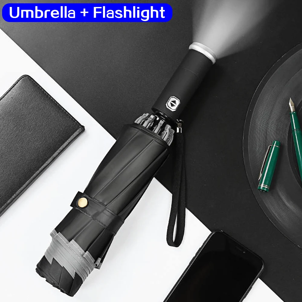 LED Umbrella Flash Light High Quality Waterproof Automatic Umbrella Night light Portable Camping Flashlights Outdoor Torch Light