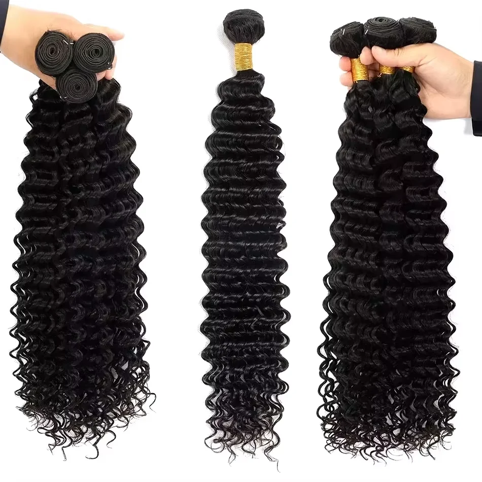 IRoshion 30 40 インチディープウェーブヘアビルマ 100% 真の髪 1/3/4 未処理ダブル横糸ヘアエクステンション織りヘアバンドル