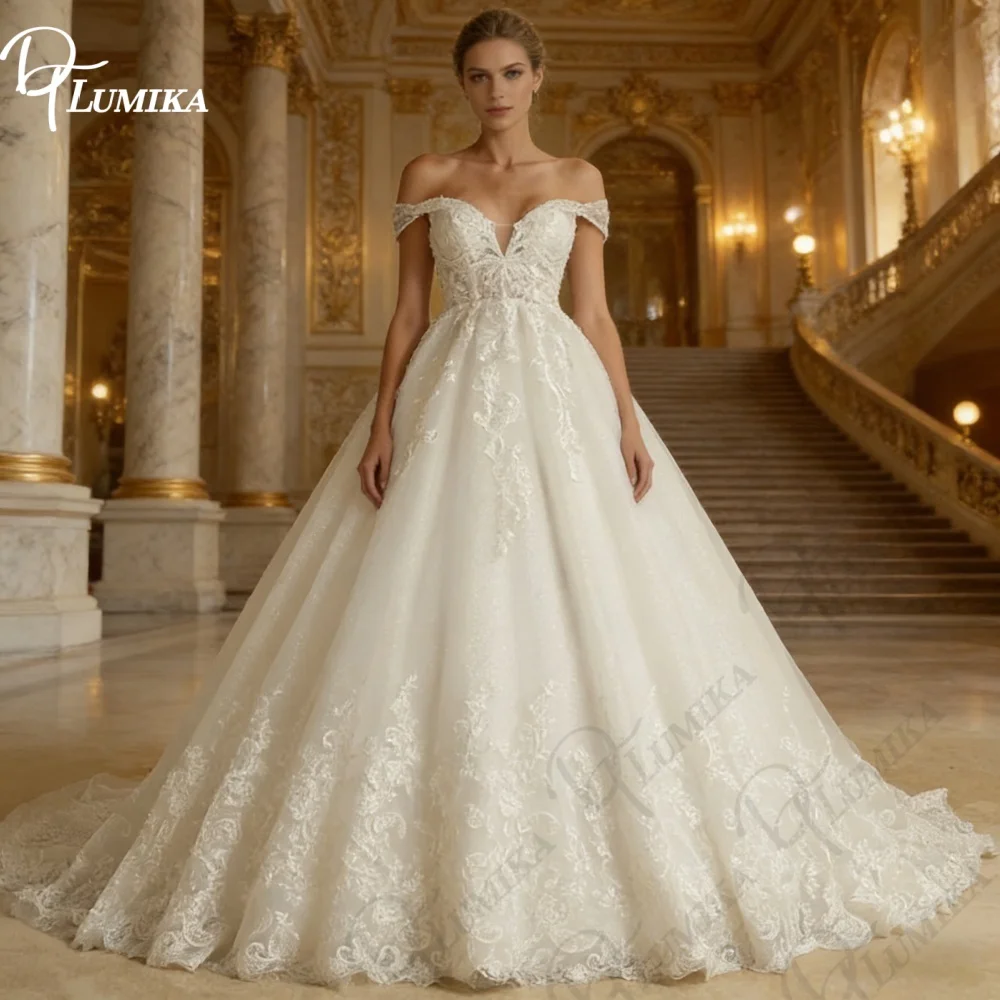 

Glitter Off-the-Shoulder Princess Wedding Dress 2026 Vintage Sweetheart Neckline Bridal Ball Gown Customized Vestidos De Novia