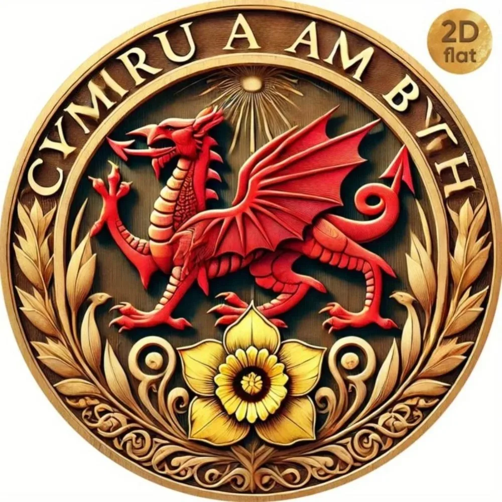 Welsh Dragon الألومنيوم جدار الفن 1PC - خمر الأحمر الوطنية رمز الإبداعية ديكور المنزل مكتب #4
