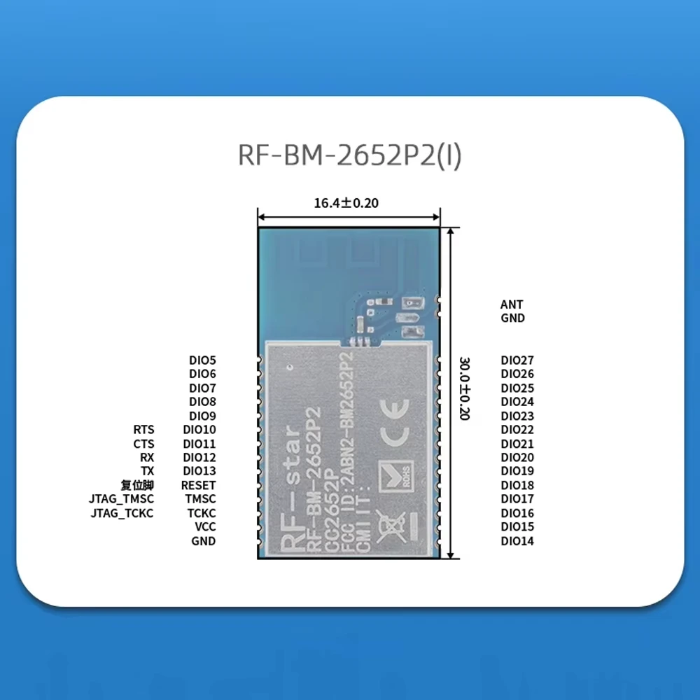 CC2652P7 Low Power DMM Multi-Protocol Manager Supporting Matter over Thread ZigBee Wireless Module 2.4 GHz 20dBm BLE Transceiver