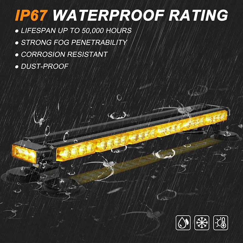 29.5\'\' LED Strobe Light Bar Traffic Signal Emergency Warning Flashing Light Amber Car Roof Top Strobe Lights Police Flash Lamp