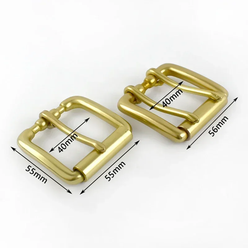 1Pc/2Pcs 40mm Brass Belt Buckle Single Double Needle Clasp Head for Men\'s Belts Adjuster Roller Slider Buckles Leather Accessory