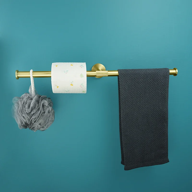 Accesorios de baño de oro cepillado, soporte de papel tisú, gancho para bata, jabonera, toallero, soporte de cepillo de inodoro de acero inoxidable