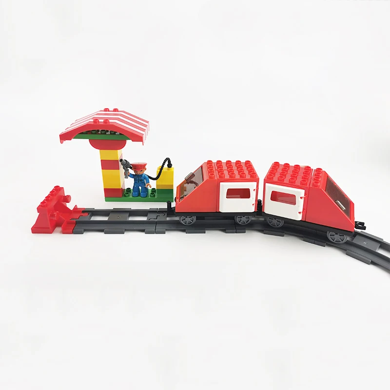 Big Size Building Blocks Toys Enlightenment Train Platform Gas Station Moc Assembly Large Bricks Parts Gift Electric Train Kids