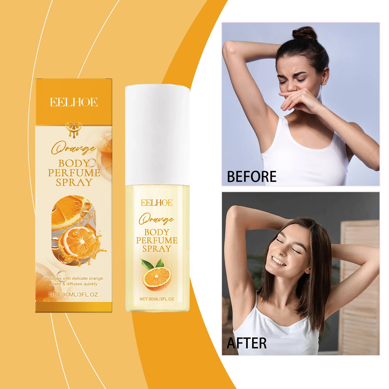 EELHOE-spray de Perfume de feromonas para el cuerpo, color naranja, fragancia fresca elegante, mantiene las fragancias, spray de frutas portátil