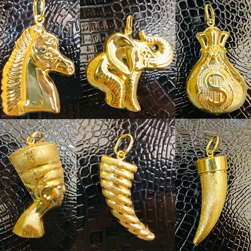 Hip Hop Persönlichkeit Anhänger Gold Farbe Krokodil Meerjungfrau Glück Tasche Form Anhänger für Frauen Männer Trend Kupfer Schmuck Zubehör – Detail 4