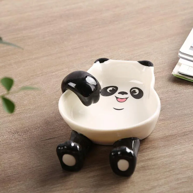 Porcelain Cute Panda Dish Kitchen Tableware Household Soy Sauce Vinegar Snack Vegetable Small Plate Seasoning Dish