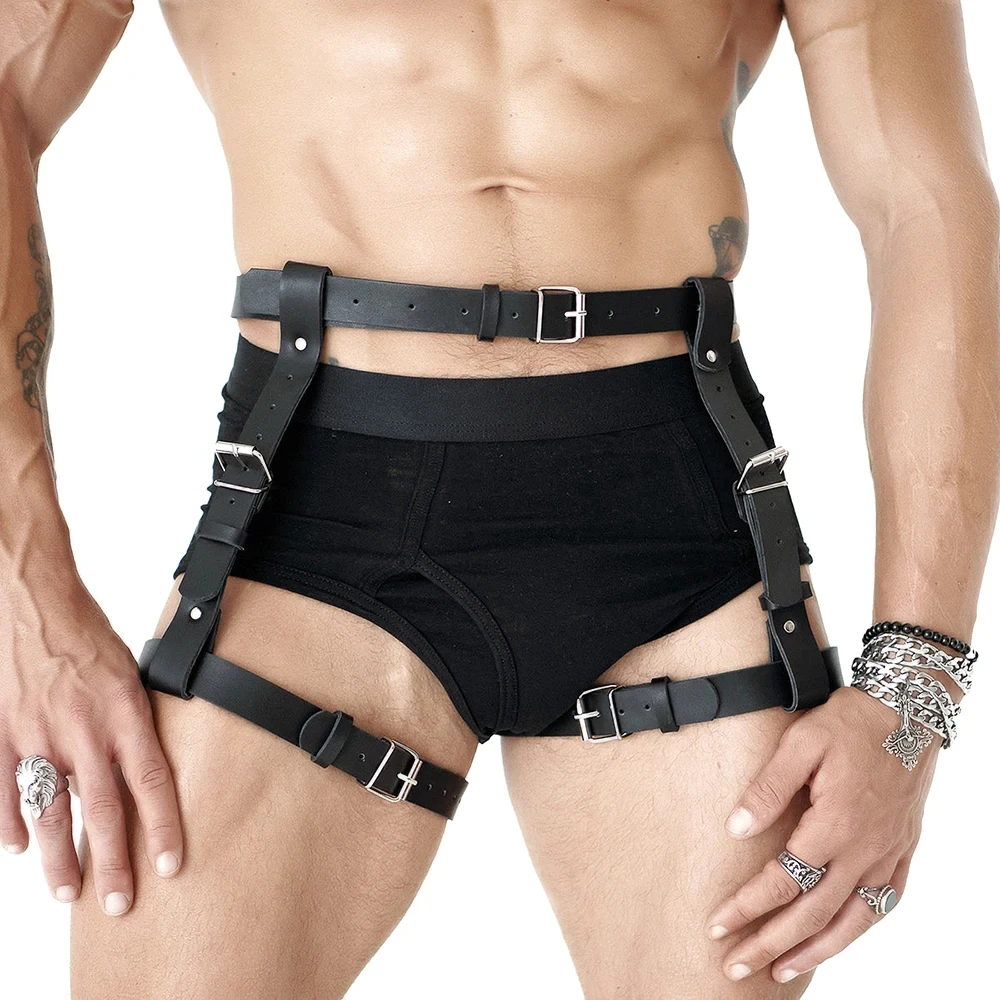 

Harness for Men Pu Leather Leg Harness Suspenders Adjustable Studded Decor Thigh Garter Belt BDSM Gay Sex Bondage Harness