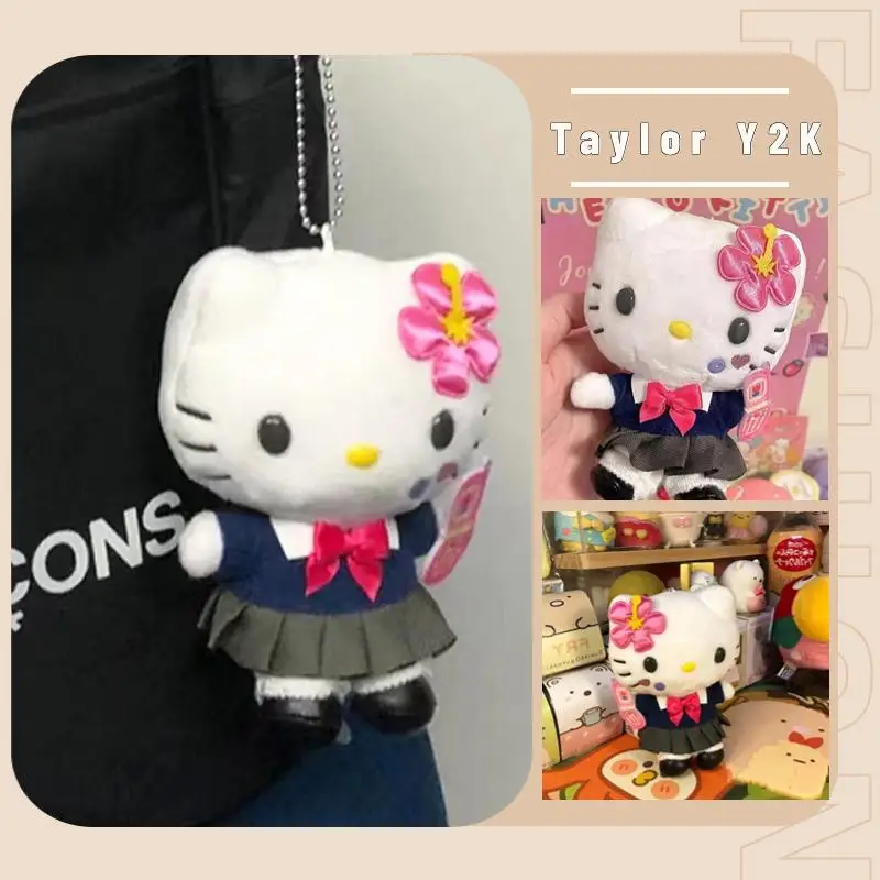 

New Sanrio Hello Kitty Plush Doll Pendant Japanese Anime Bag Accessories Fashion Kawaii Exquisite Y2K Sweet Girl Keychain Widget