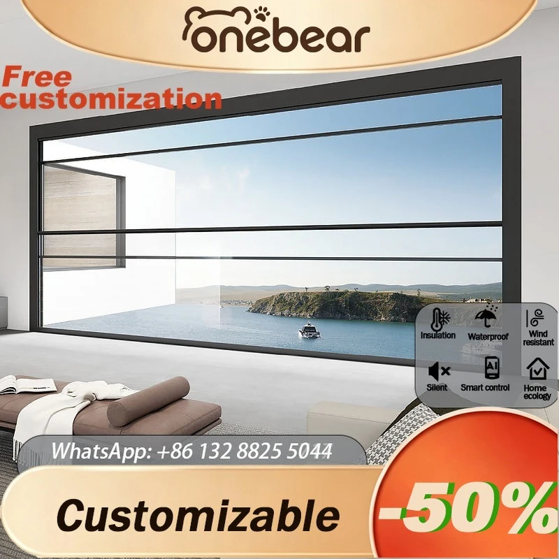 Any Size Custom Automatic Vertical Lifting Window Aluminum Alloy Frame Smart Remote Control System Double Insulation Glass