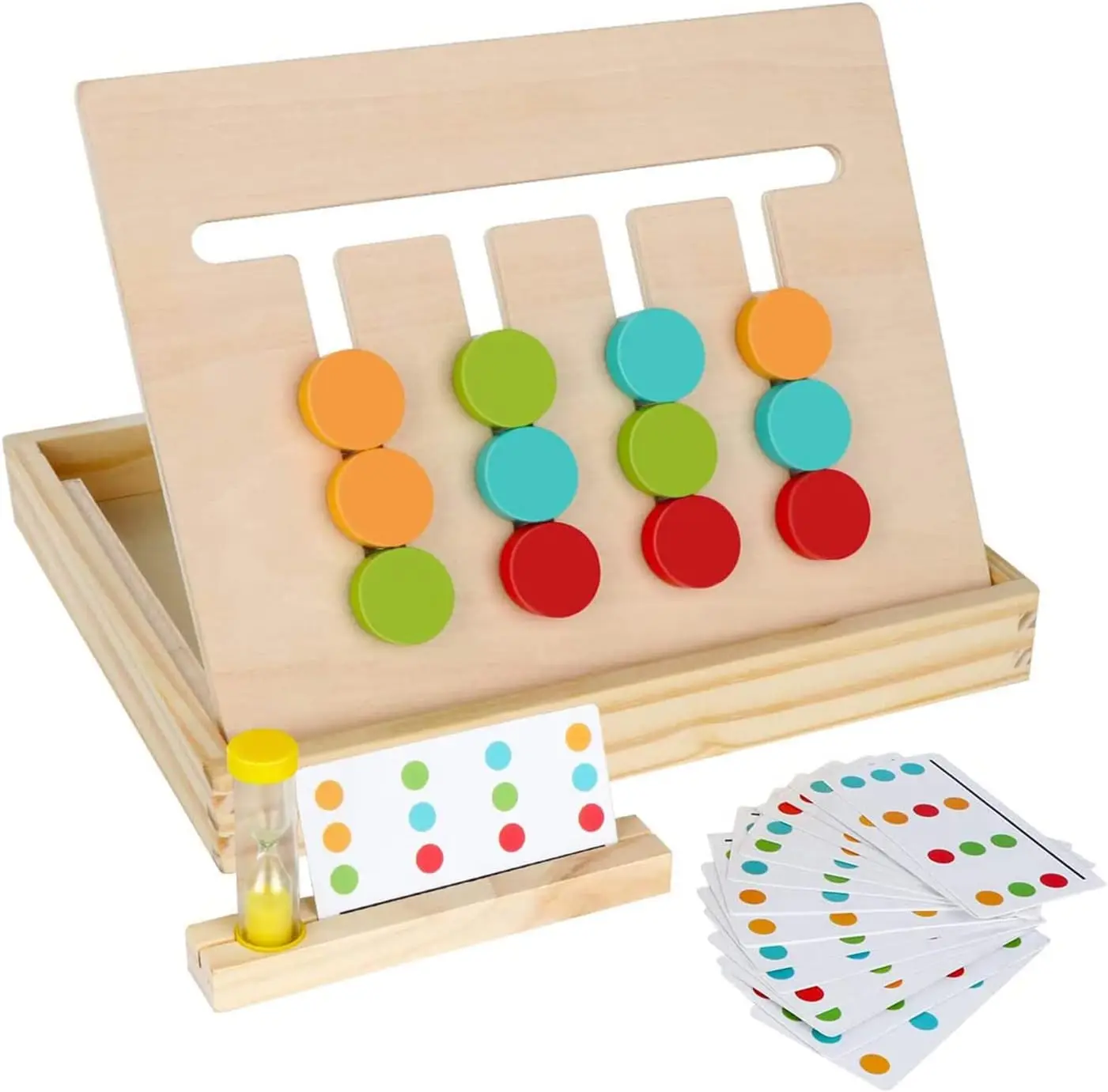 

Wooden Slide Puzzle Board Toy: Color Shape Sorting Matching Brain Teasers Educational Logic Game for Toddlers Ages 3-7