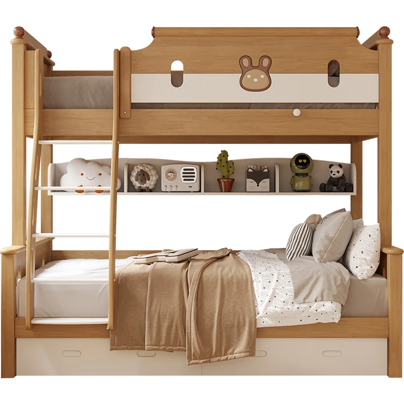 

Wood Double Layer High-Low Bunk Bed Durable Parent-Child Furniture for Boys Girls Bedroom for Living Room