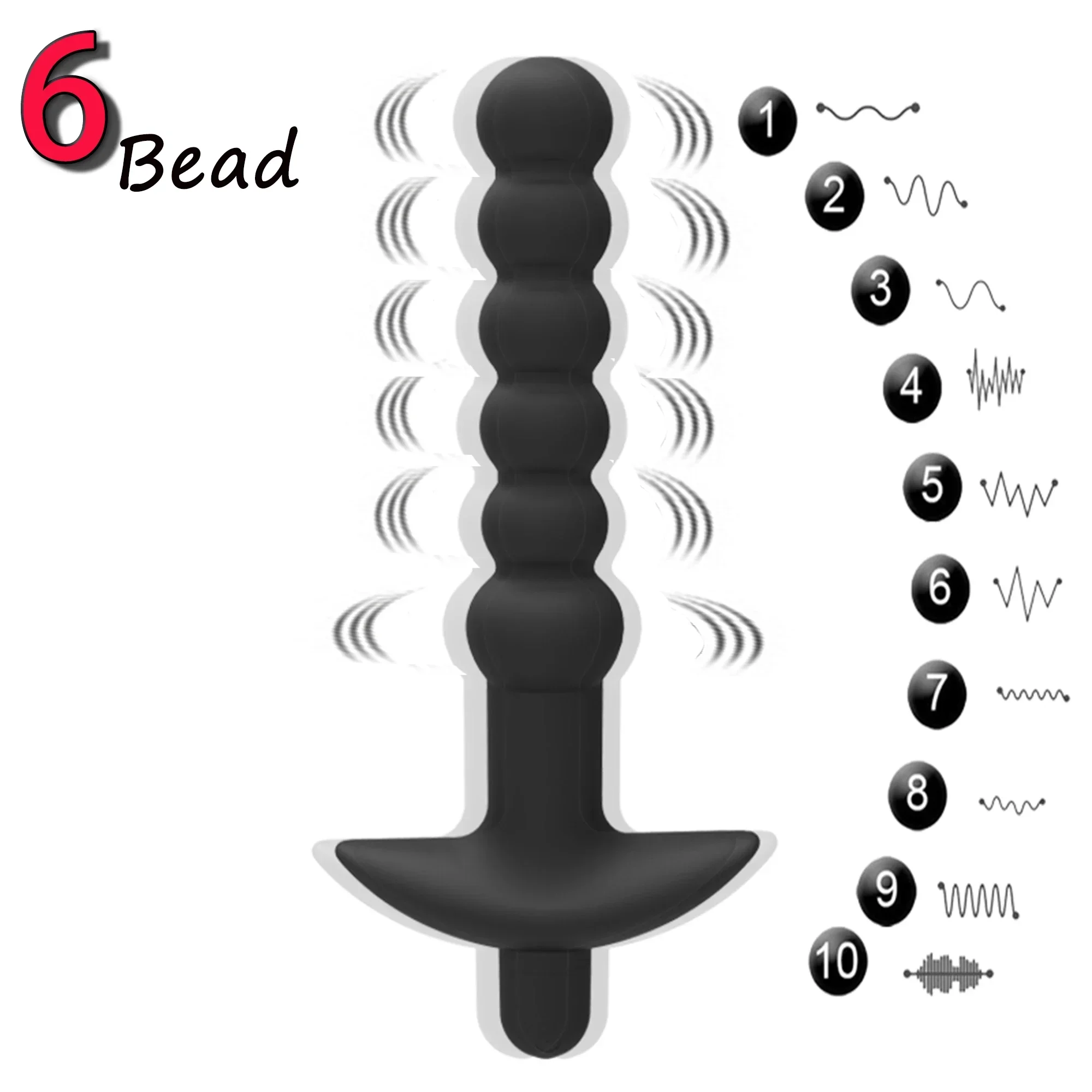 Silicone 10 Speeds Anal Plug Prostate Massager Vibrator Butt Plugs 6 Beads Sex Toys for Woman Couple Men Adult Product Sex Shop - Image 2
