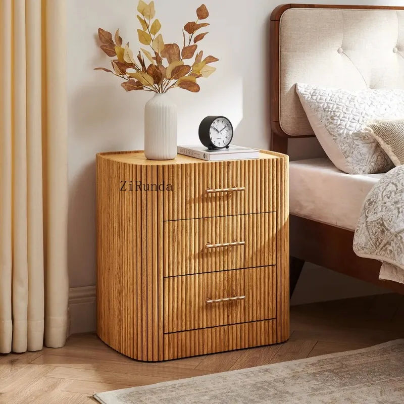 R retro style three-drawer bedside table, luxury French bedside table, home furniture, exquisite apartment locker