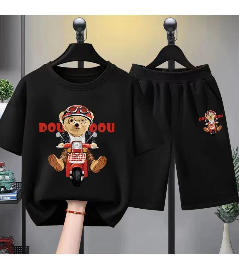 

Summer Baby Boy Clothes Set Printed Bear Short Sleeve T-shirts and Shorts 2 Pieces Suit Casual Kid Children Top Bottom Outfits