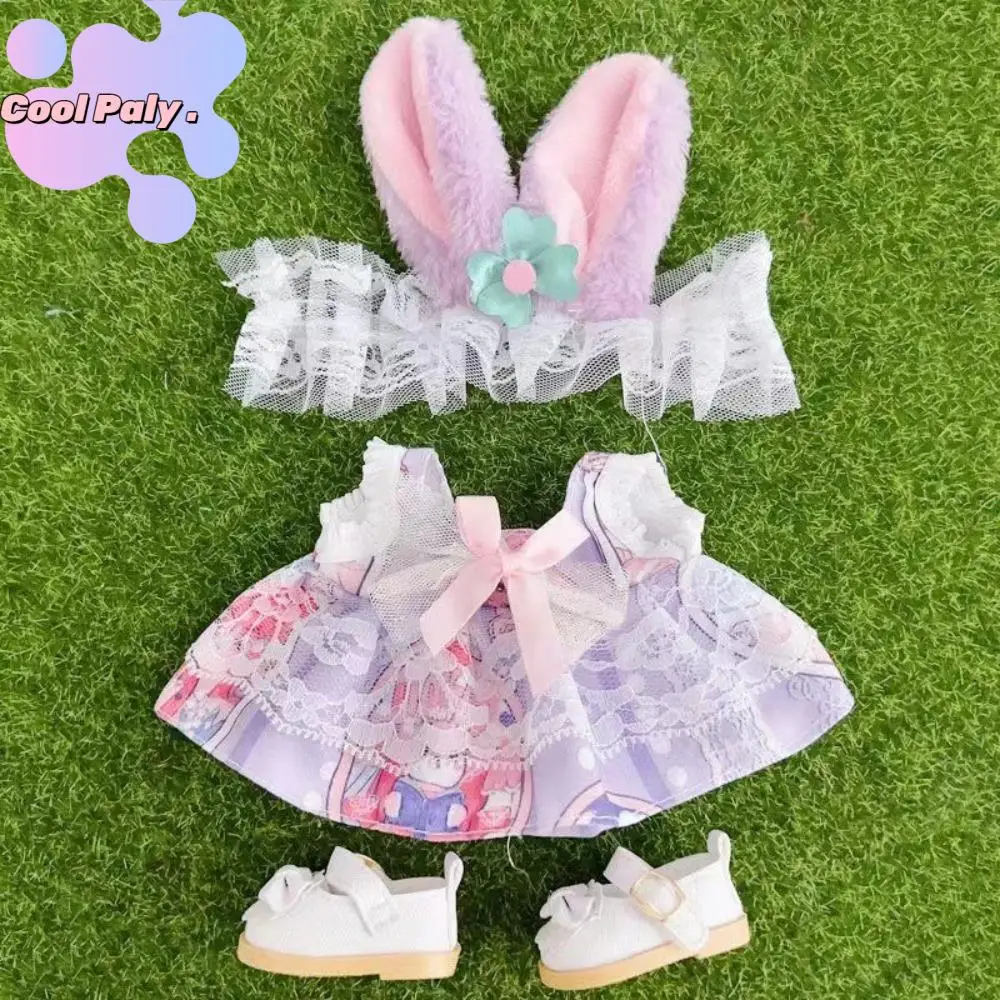 

Princess Skirt 20cm Doll Lolita Dress Shoes Suspenders 20cm Cotton Doll's Clothes Cloth Mini Cotton Doll Lolita Outfit Dress