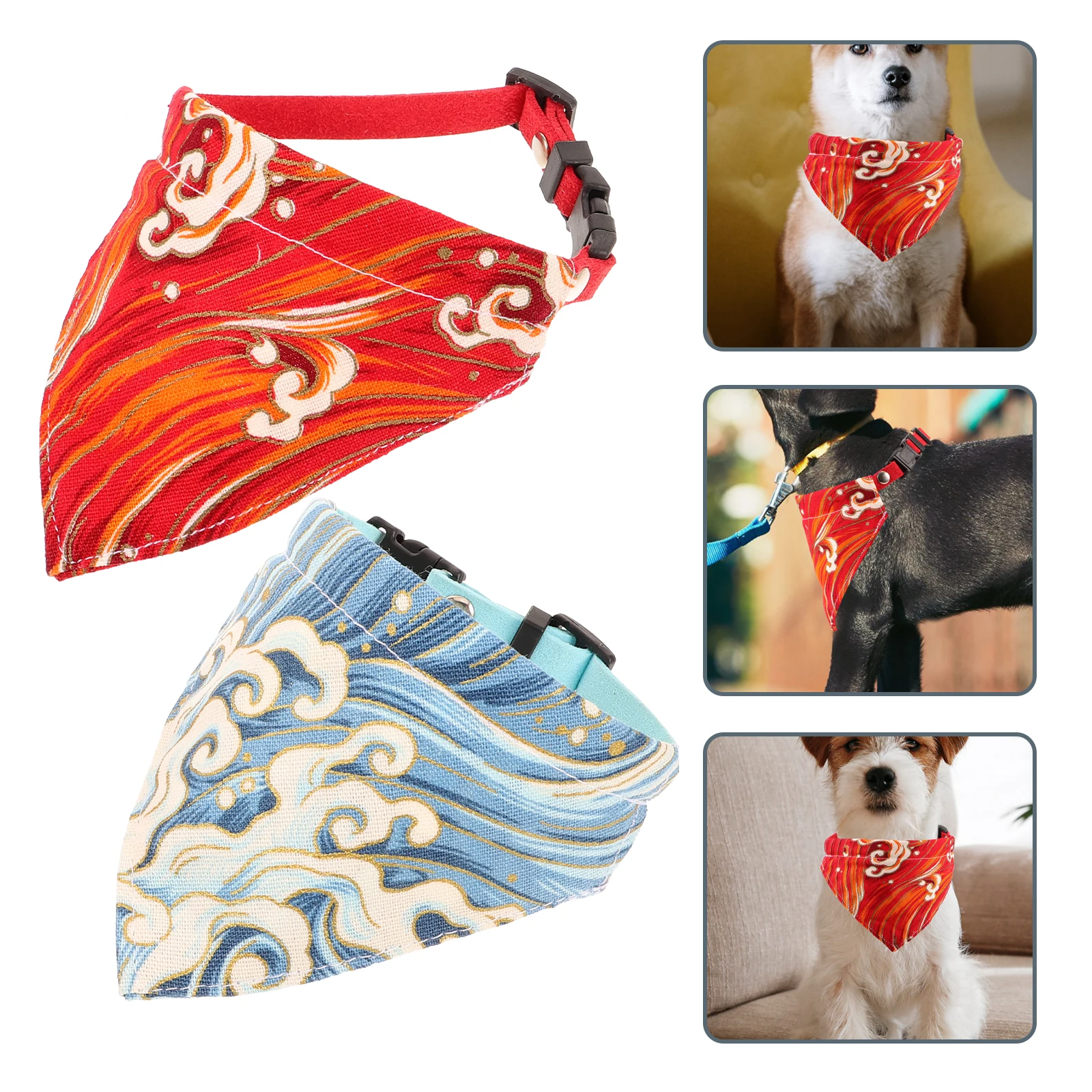 

2pcs Pet Cooling Scarf Bib For Dogs Adjustable Bandana Collar Comfortable Outdoor Gift Accessories L Size Dog Bib Dog Scarf
