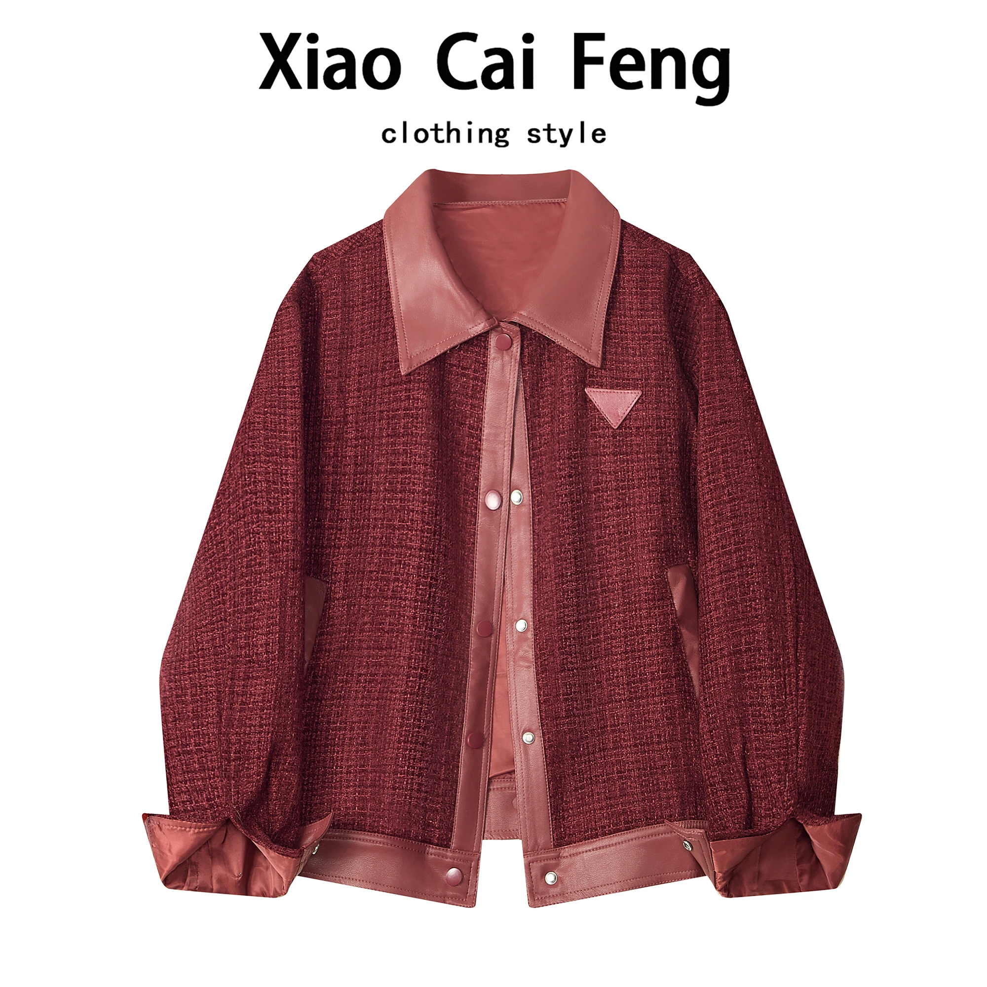 Ankela vermelho ort couro do plutônio retalhos jaet feminino primavera outono legal ele high-end sentir topo casual solto ajuste casaco