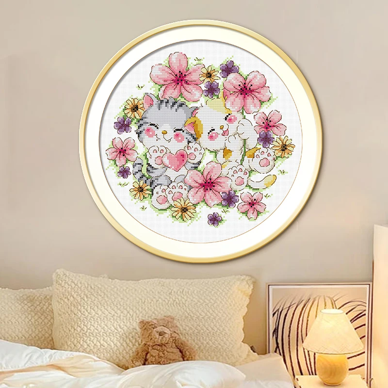 

KS Cross Stitch 2026 New Flower Living Room Bedroom Wall Art 24 Colors Cute DIY Handmade Embroidery Modern Minimalist Cot...