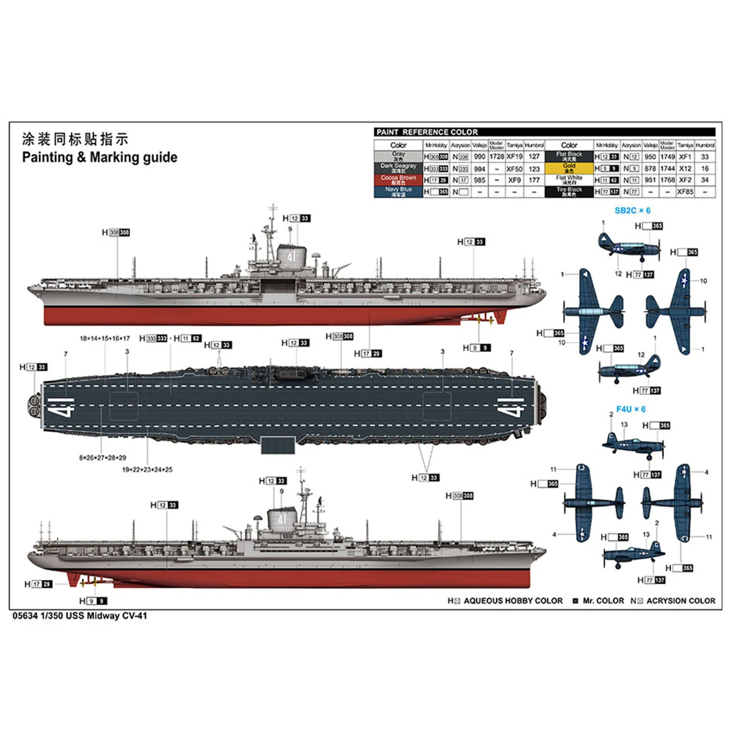 Portaaviones de plástico a escala 1/350, Trumpeter USS Midway CV-41, barco militar, pantalla estática, Kits de construcción, TH24108