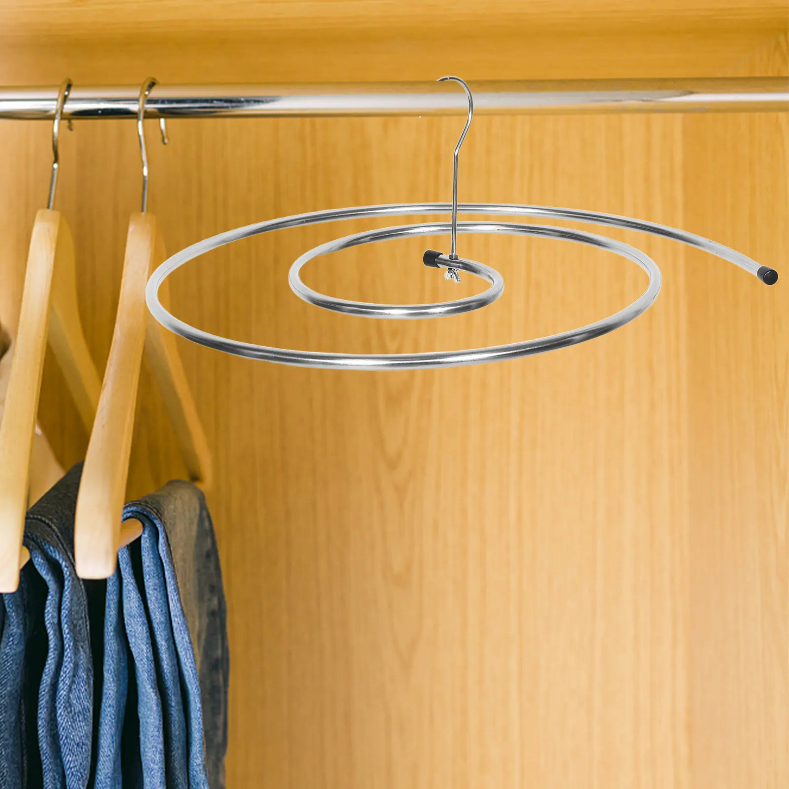 Stainless Steel Spiral Sheet Hanger 12Mm Heavy Duty Foldable Clothes Drying Rack Space Saving for Quilt Blanket Bedspread