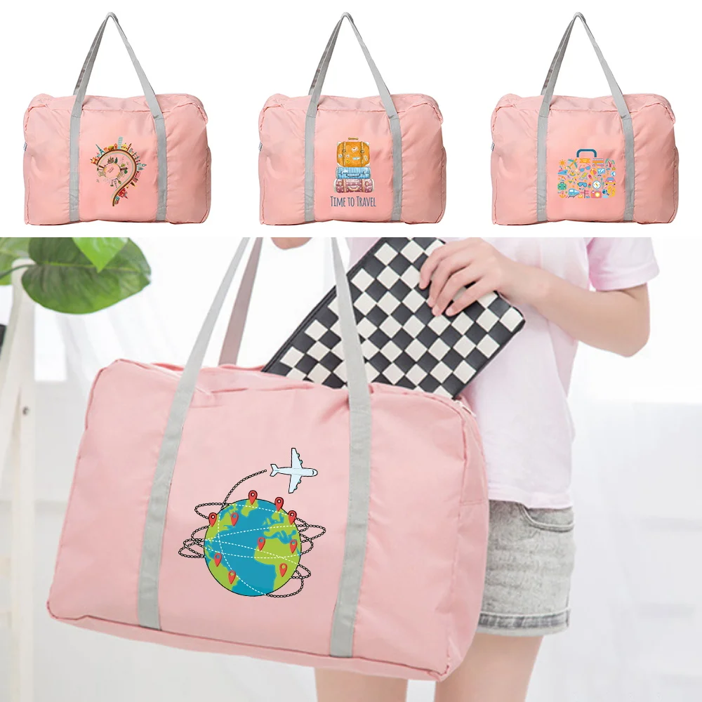 

Handheld Travel Bag Travel Pattern Printing Series Foldable Spacious Durable Outdoor Duffel Accessories Bag with Zipper