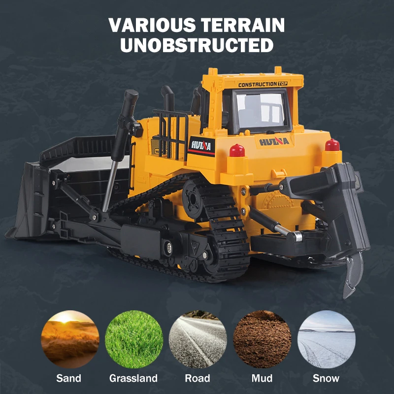 HUINA 554 Car Toys 1:16 1/24 RC Truck Model Remote Controlled Bulldozer Alloy Tractor Caterpillar Engineering Car Toys for boy