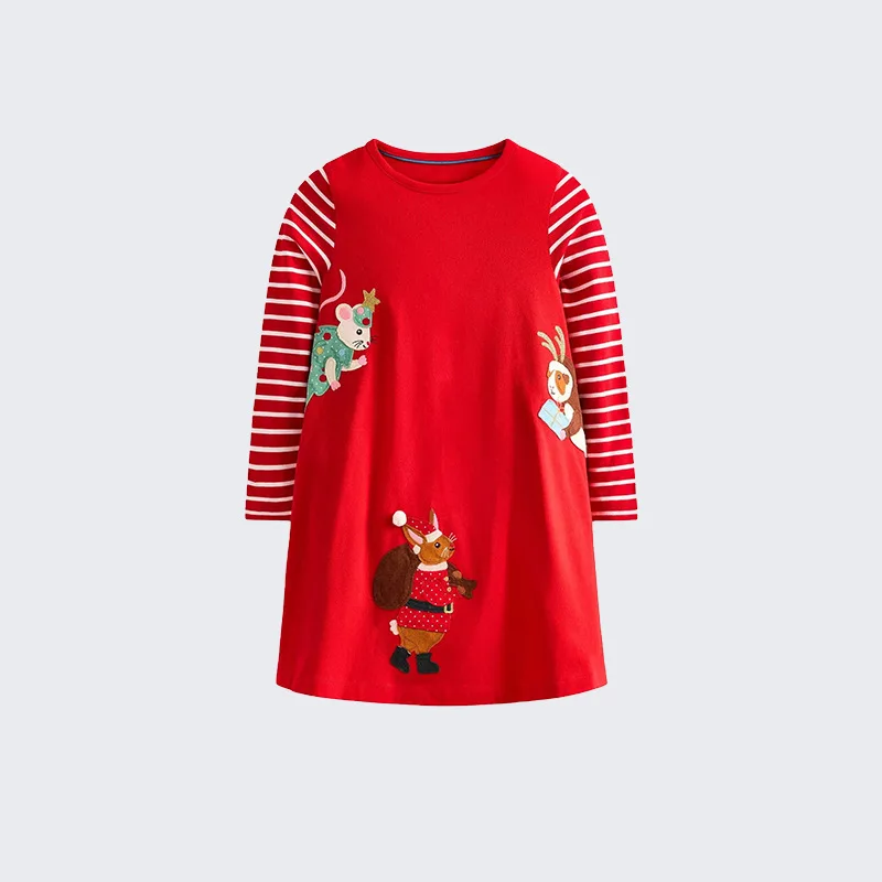 

littlebuddyAutumn Children's Dress Cartoon Embroidered Fashion Princess Long Dress