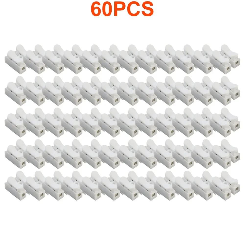 60Pcs CH2 Spring Quick Wire Connector Cable Clamp Terminal Block LED Strip Light High Frequency 2 Cores Electrical Supplies