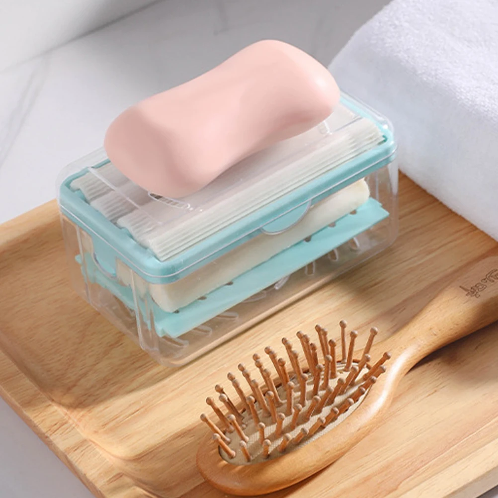 

3Pcs Functional Rolling Soap Box Modern Soap Holder NonSlip Foaming Storage Box Durable Plastic Bathroom Accessory