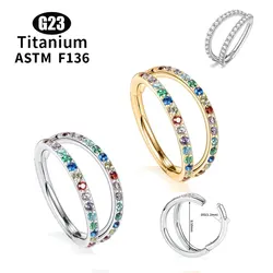 Fashionable High Quality Titanium Hoop Nose Ring Ear Cartilage Tragus Earrings Zircon 18K Gold Plated Jewelry Body Piercing