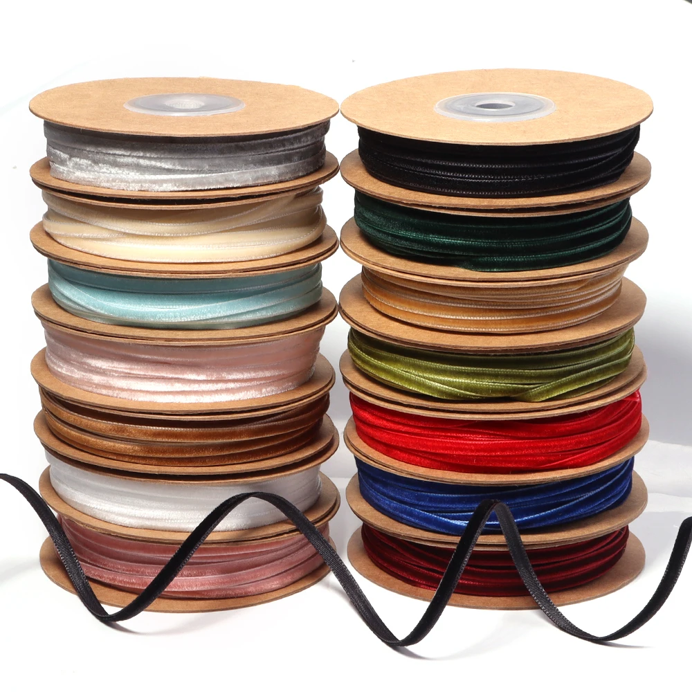 20m/roll Multicolored Polyester Velvet Ribbon Single Face Flocking Ribbon For DIY Chrismas Wedding Party Gift Packaging Supplies