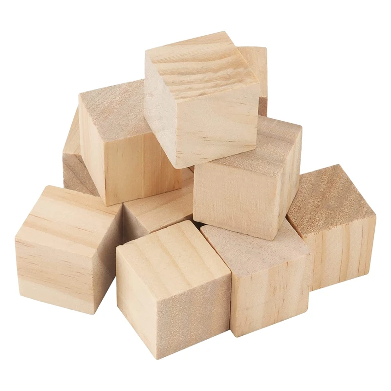 100 PCS 1 X 1 X 1 Inch Blocks Unfinished Wood Blocks Bulk Small Square Wooden Blocks For DIY Crafts