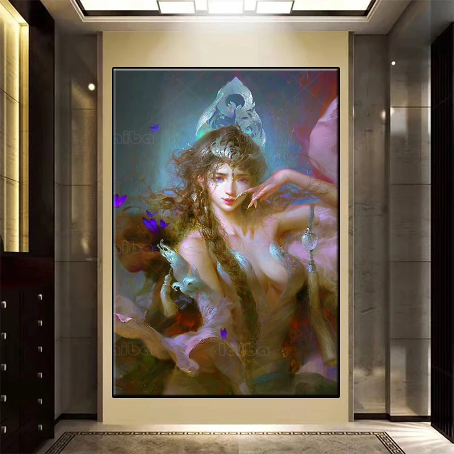 

New diamond embroidery mosaic Fantasy art, sexy elf woman Fantasy art, sexy woman diamond paintings full square round drill