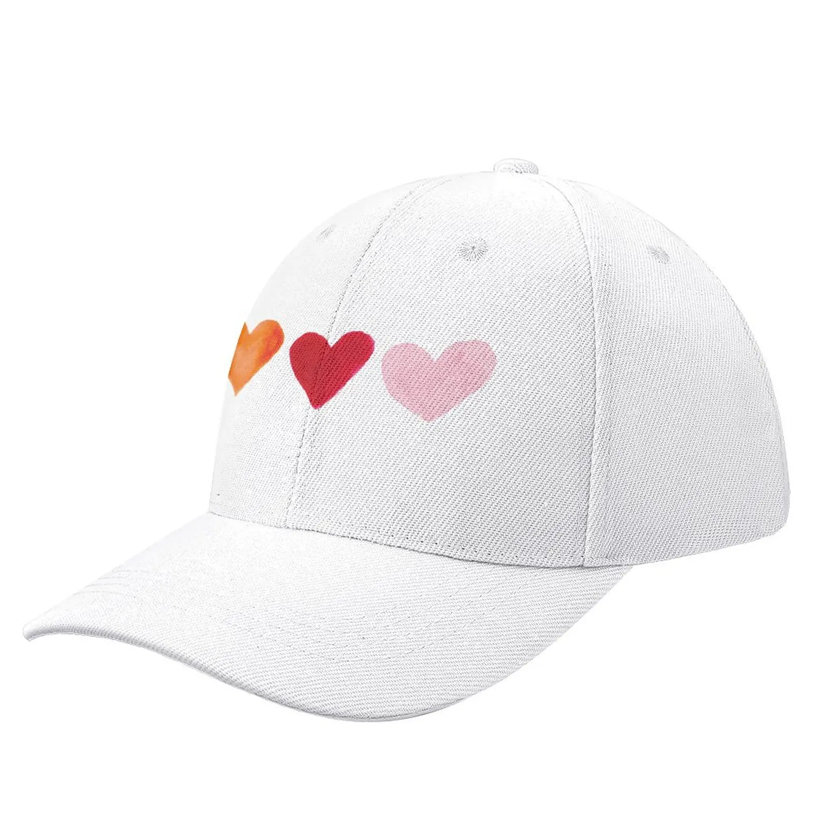 Warm pink and orange heart print Baseball Cap Ball Cap derby hat Anime Hat Woman Men's