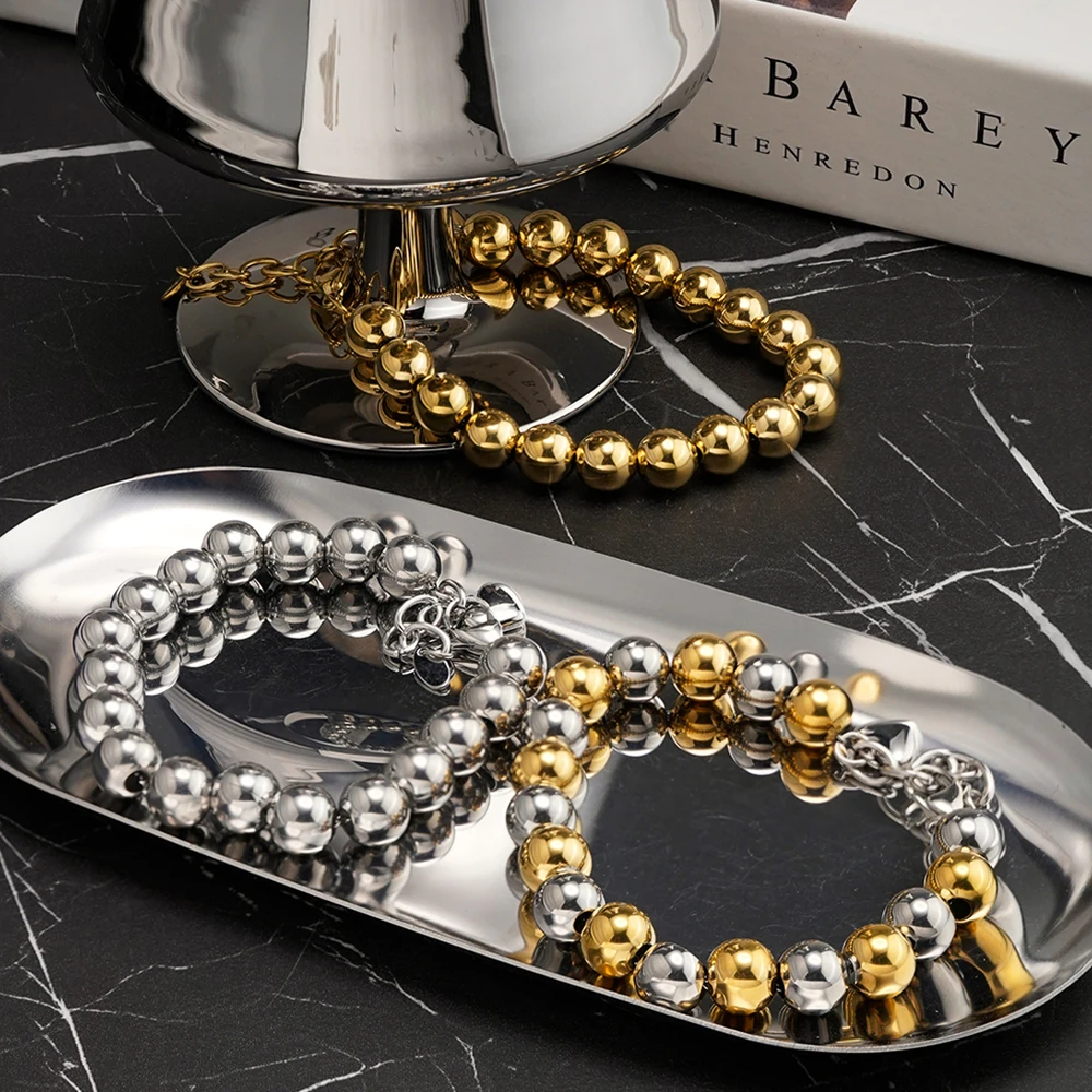 

ENFASHION Pulseras 10MM Steel Ball Bracelet For Unisex Stainless steel 18K Gold Plated Fashion Hight Street Jewelry B252593