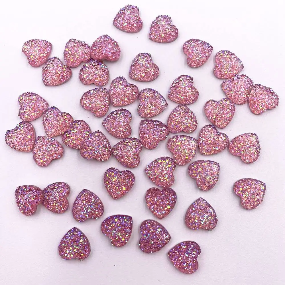 100pcs AB Resin 8mm Bling Mini Sweet Heart Ore Flatback Rhinestone Ornaments DIY Wedding Appliques Nail Art Gem Craft SL696