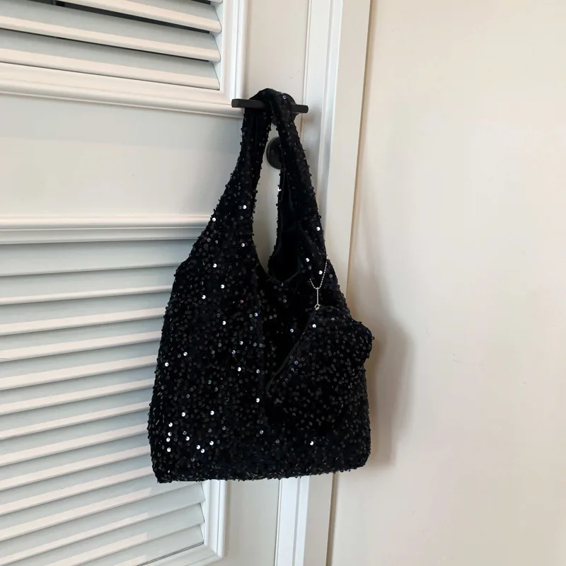 Tragetasche für Damen, Pailletten-Umhängetasche, trendige Hobo-Tasche, luxuriöse Designer-Handtasche, lässige Unterarmtasche für Arbeit, Reisen, Einkaufen – Detail 20