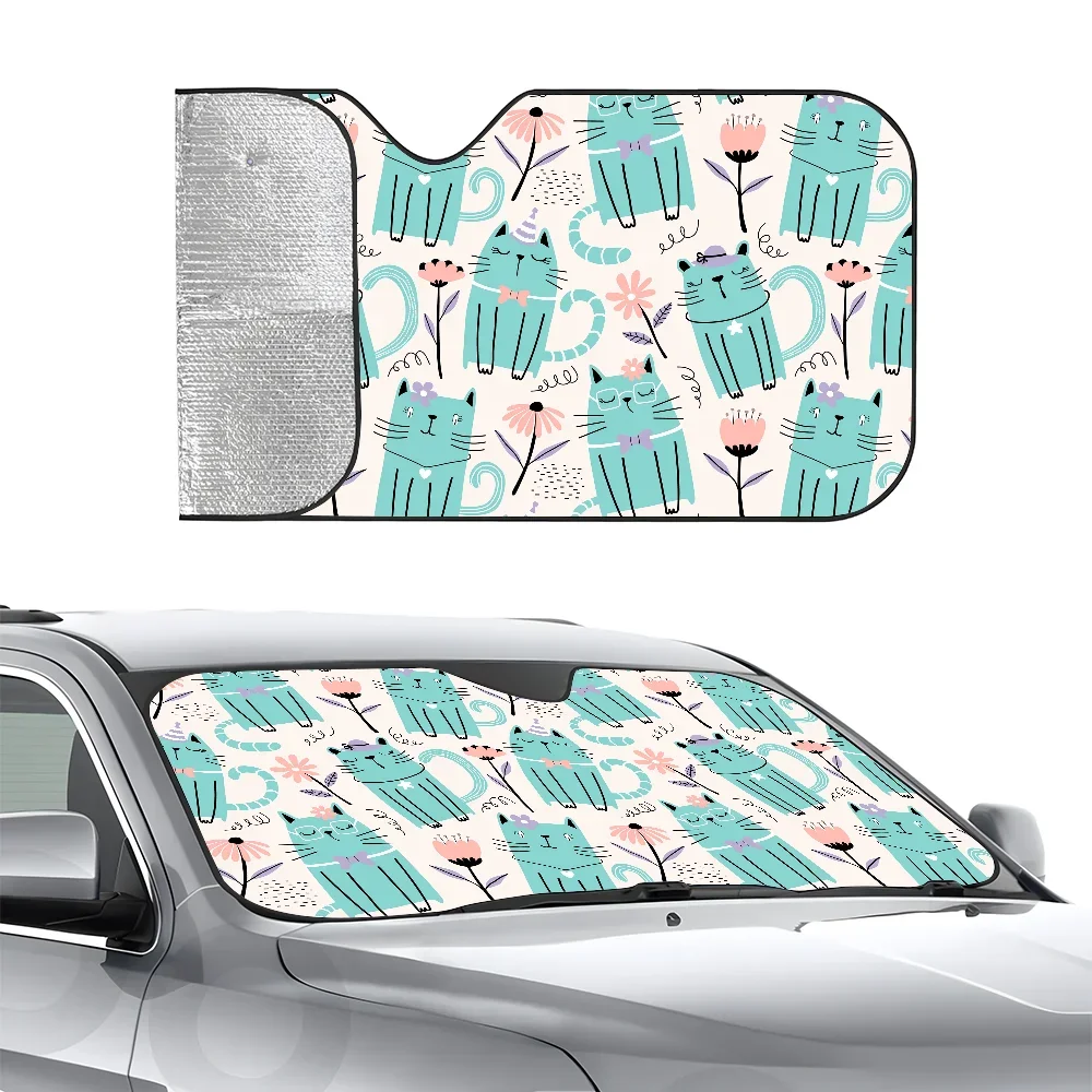 

Kawaii Cat Pattern Автомобиль SunSha Трехслойная изоляция Переднее лобовое стекло автомобиля Sun Sha Присоски Блоки УФ-лучей Солнце